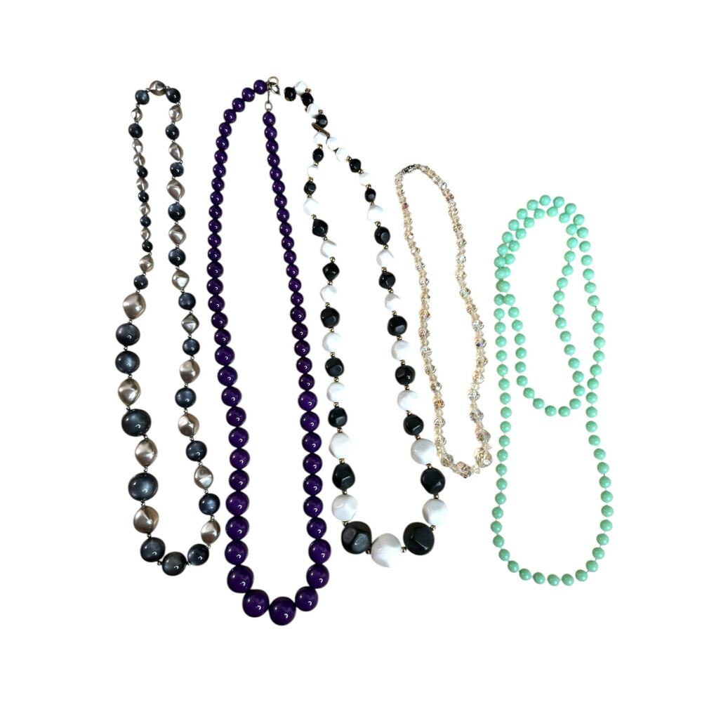 Vintage Beaded Statement Necklaces Mixed Lot Mid Century Bold Retro Timeless AB